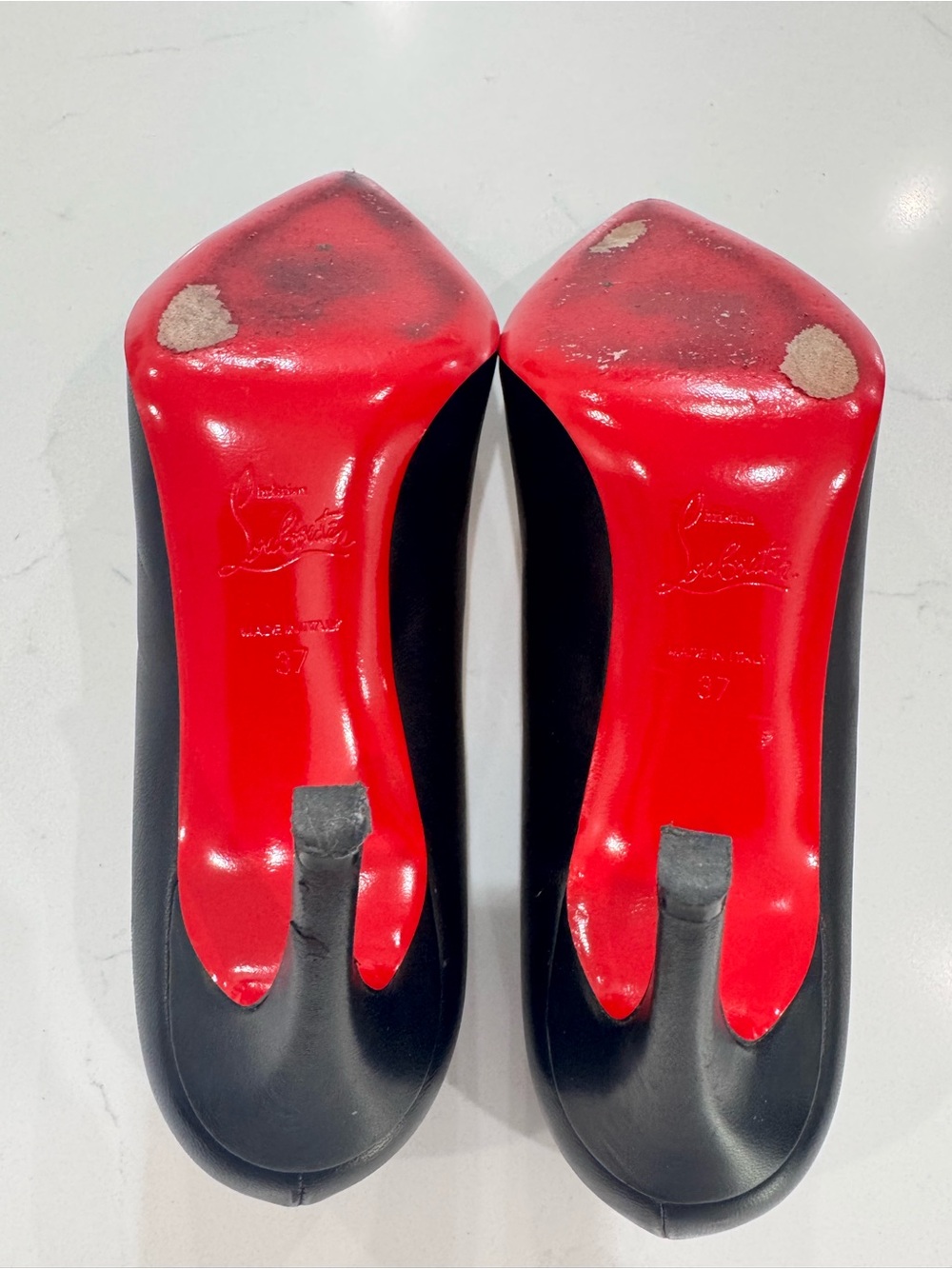Christian Louboutin Black Leather Pointed Toe Pumps - Picture 4 of 4